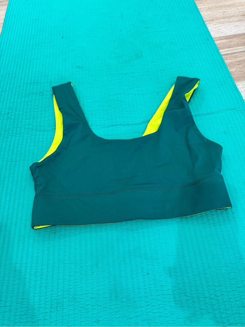 Reversible Dark Green & Yellow Sports Bra